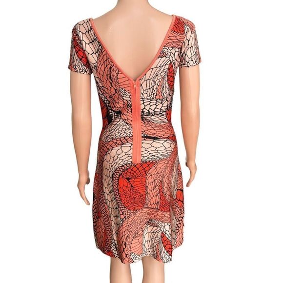 Issa London Orange Patterned Jacquard fit and flare Skater Dress size M - Picture 3 of 8